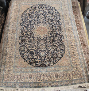 05323 Nain Wool & Silk Persian Blue Ivory 7x10-4 full