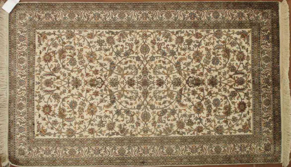 Kashmir Silk Indian Ivory Green 3x5-5 | Manoukian Rugs™