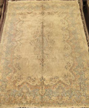 05468 Vintage Kerman Persian Natural Blue Red 8-10×11-9 | Manoukian Rugs™