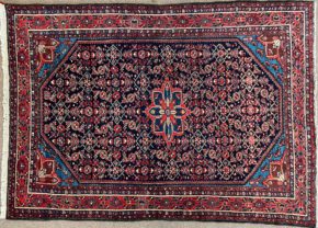 06215 Vintage Melayer Persian Blue Red Natural 4-9x6-10 | Manoukian Rugs™ ws