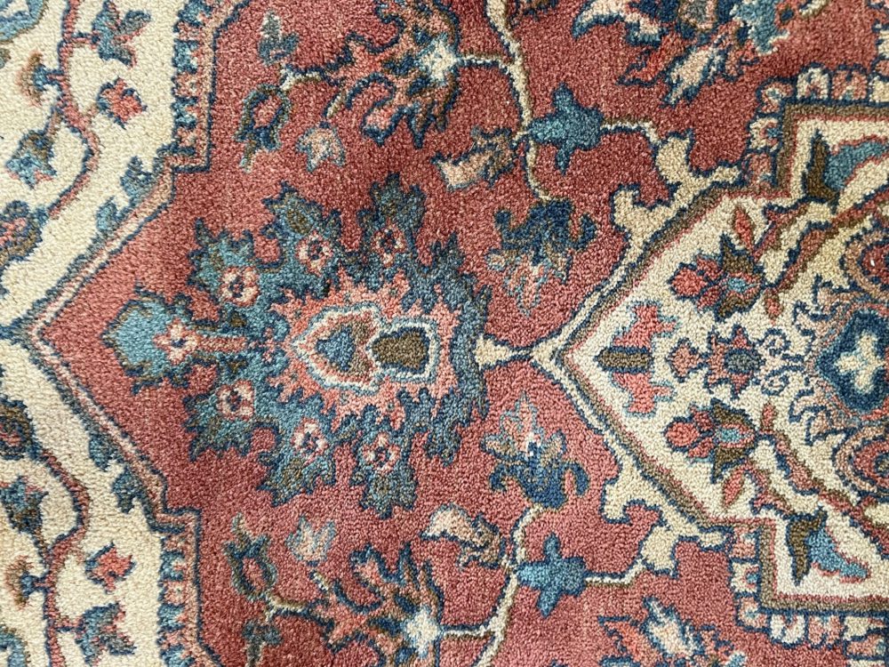 06737 American Serapi Design Karastan Blue Red Natural 5-9x9 | Manoukian Rugs™