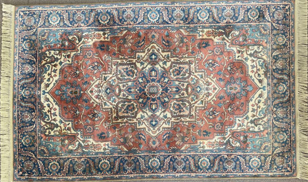 06737 American Serapi Design Karastan Blue Red Natural 5-9x9 | Manoukian Rugs™