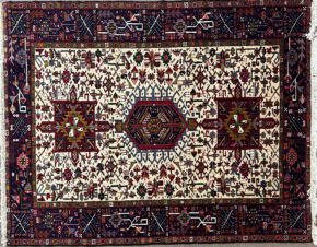 SS102822T361 Karaja Persian White Blue Red 5-1x6-6 | Manoukian Rugs™ ws